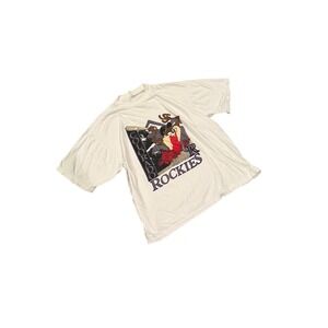 Vintage Colorado Rockies Taz Looney Tunes MLB Baseball T-Shirt XL White